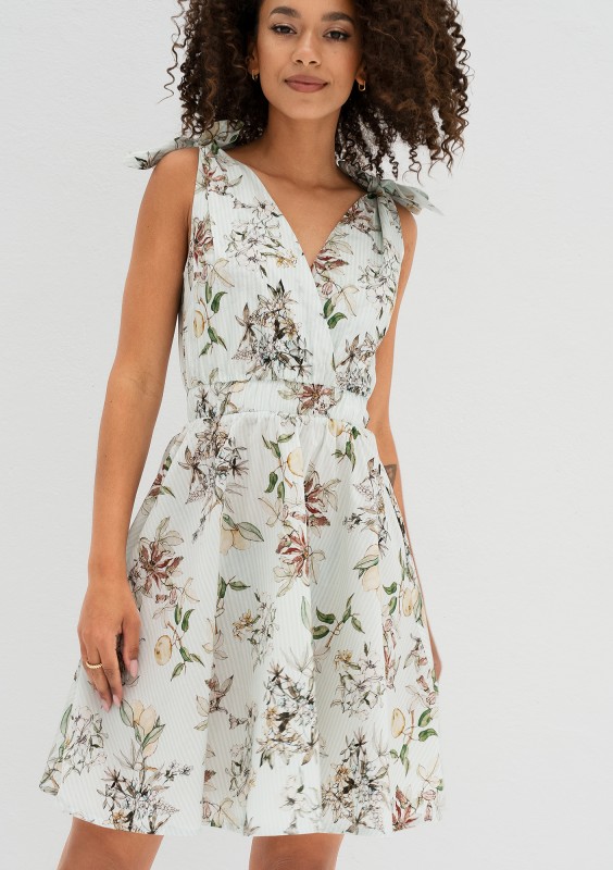 Alva - Mint blue floral mini summer dress