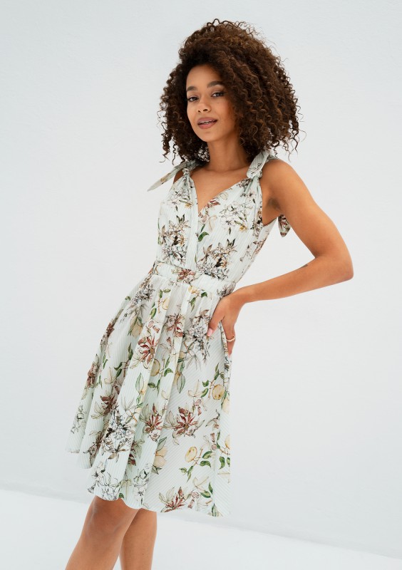 Alva - Mint blue floral mini summer dress