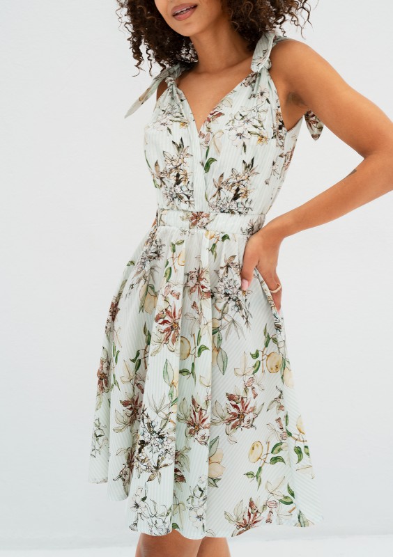 Alva - Mint blue floral mini summer dress