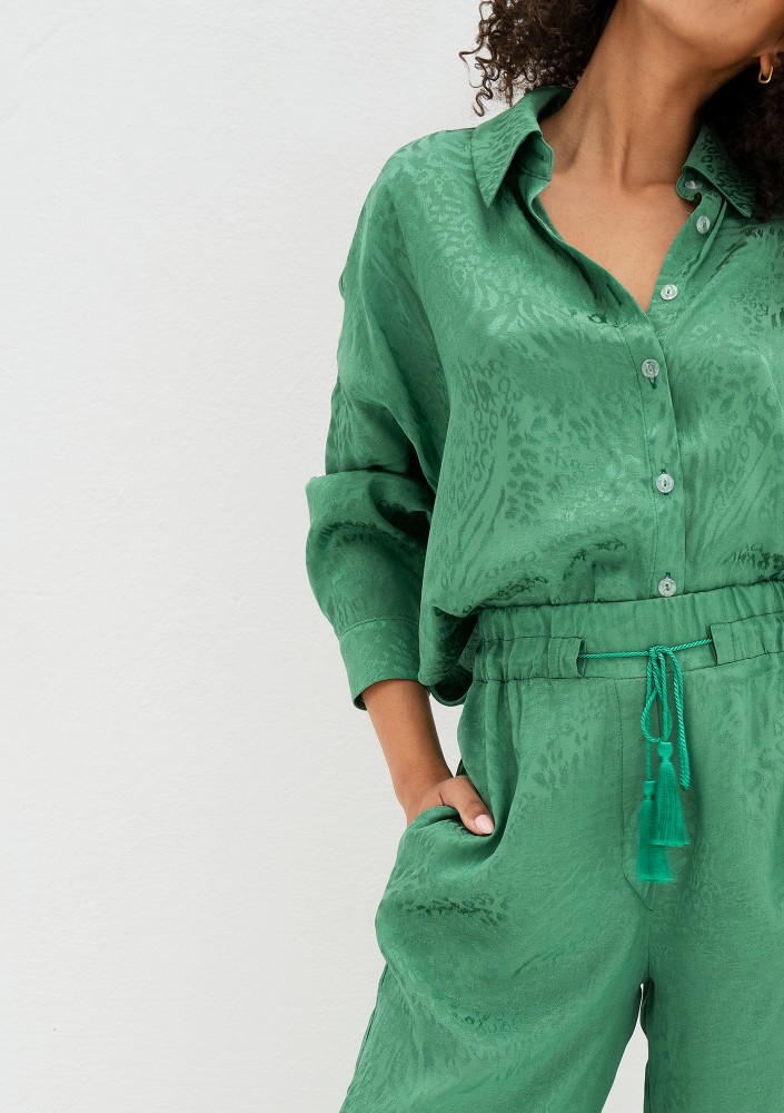 Cancun - Jacquard green boho shirt