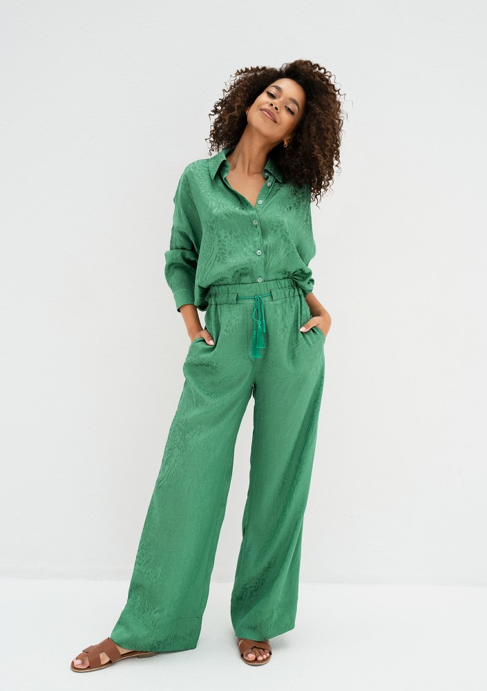 Cancun - Jacquard green boho pants