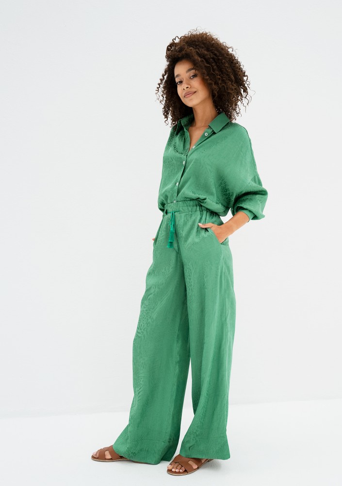 Cancun - Jacquard green boho shirt