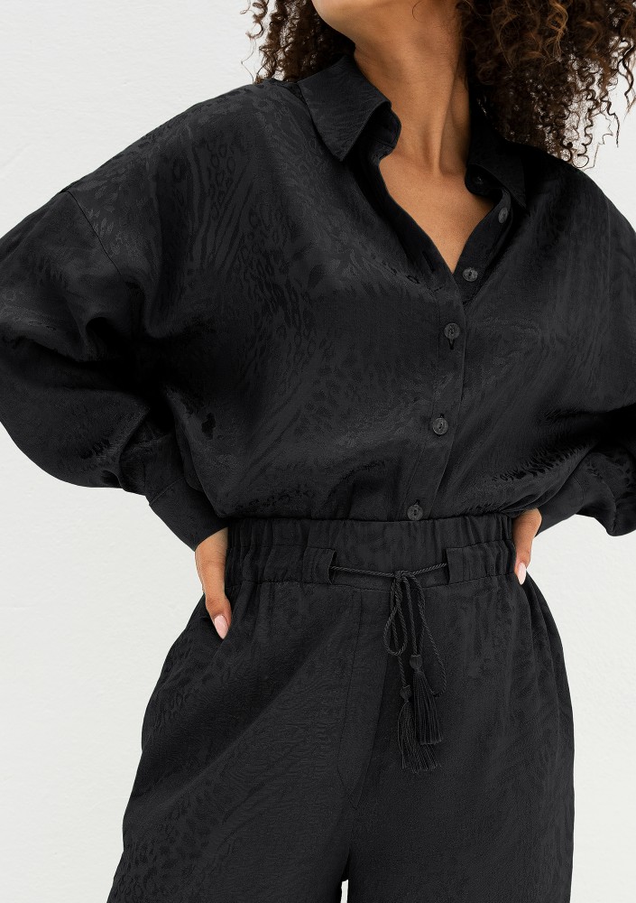 Cancun - Jacquard black boho shirt