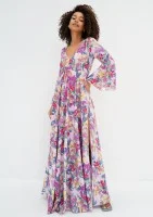 Aliyah - Boho lila floral patterned maxi dress