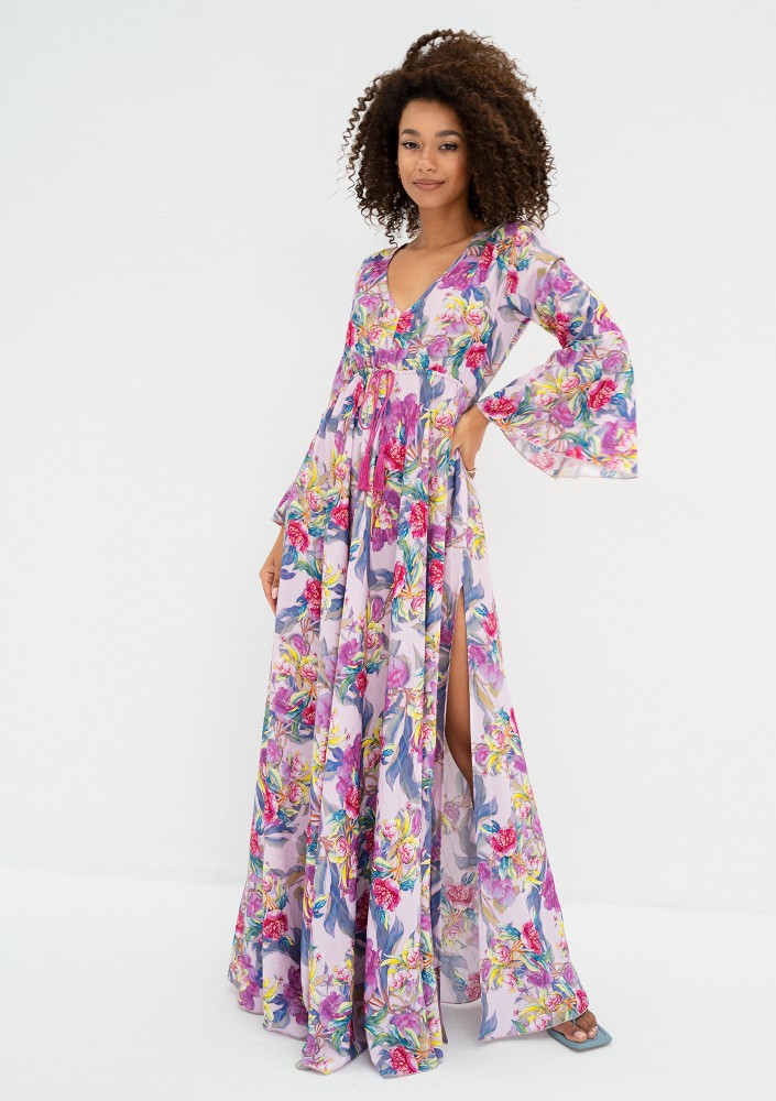 Aliyah - Letnia sukienka maxi w kwiaty Lila