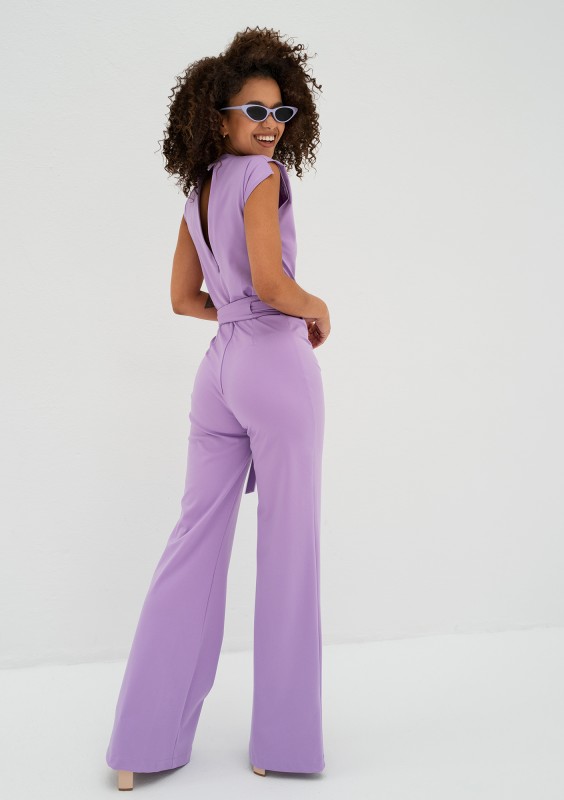 Linde - Elegancki kombinezon z paskiem Lila