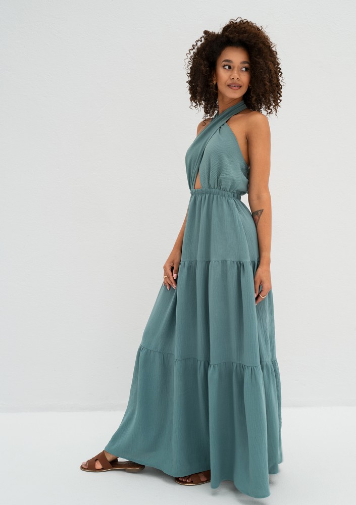 Shayen - Letnia sukienka maxi boho Miętowa