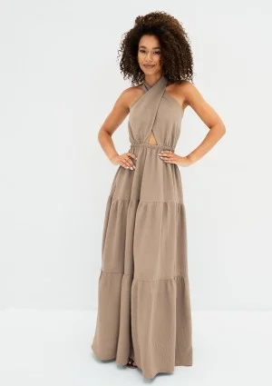 Shayen - Beige boho maxi dress