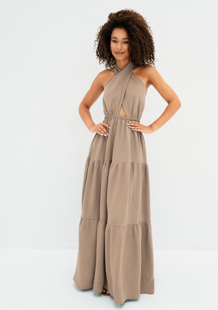 Shayen - Beige boho maxi dress