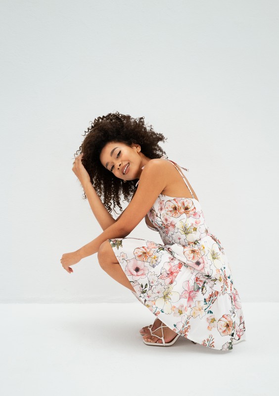 Alexa - White floral mini summer dress