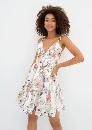 Alexa - White floral mini summer dress