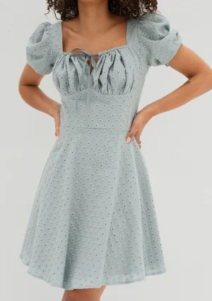 Lucy - Light blue openwork mini dress