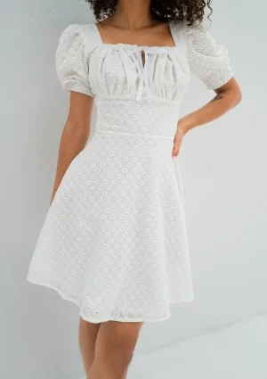 Lucy - White openwork mini dress