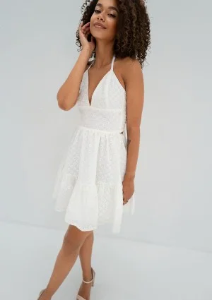 Krissy - White openwork mini dress