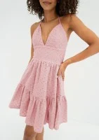Krissy - Powder pink openwork mini dress