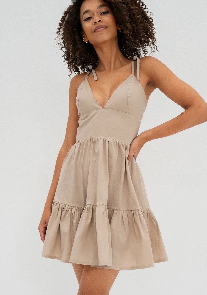 Alexa - Beige mini summer dress
