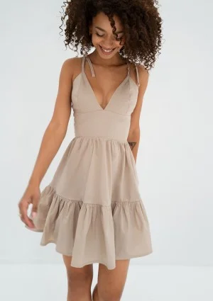 Alexa - Beige mini summer dress
