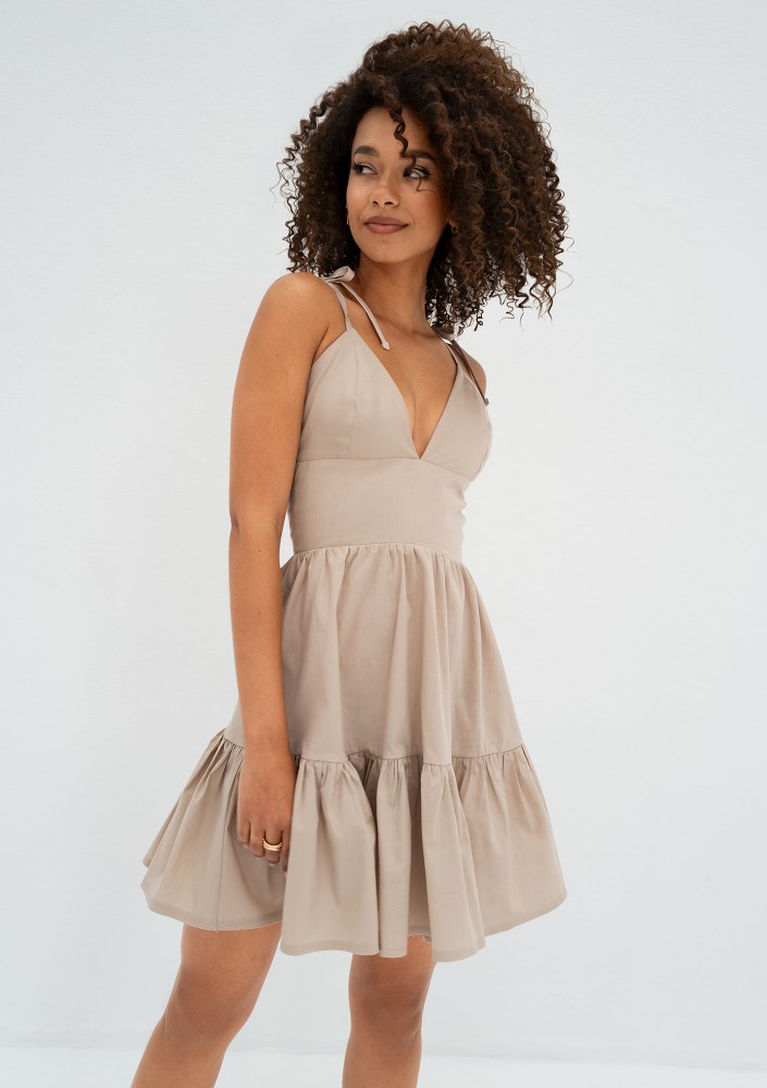 Alexa - Beige mini summer dress