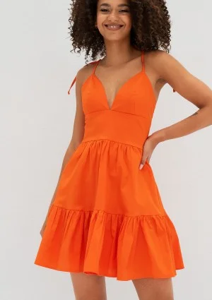 Alexa - Letnia sukienka mini na ramiączkach Pomarańczowa