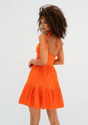 Alexa - Letnia sukienka mini na ramiączkach Pomarańczowa