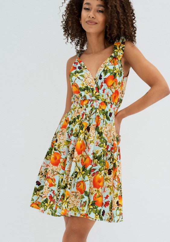 Alva - Light blue floral mini summer dress