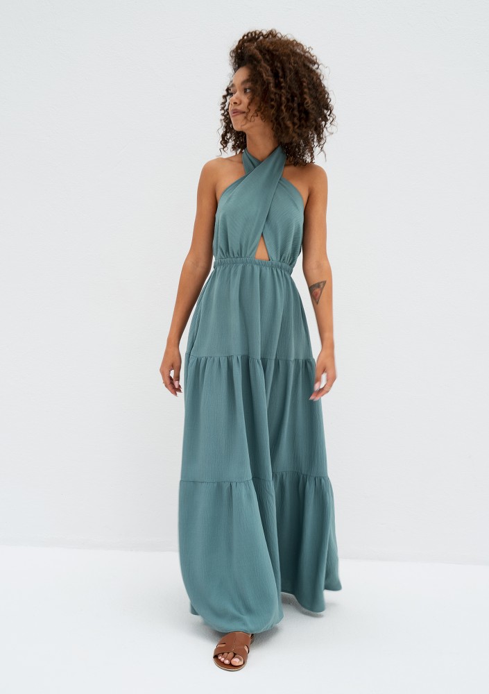 Shayen - Letnia sukienka maxi boho Miętowa