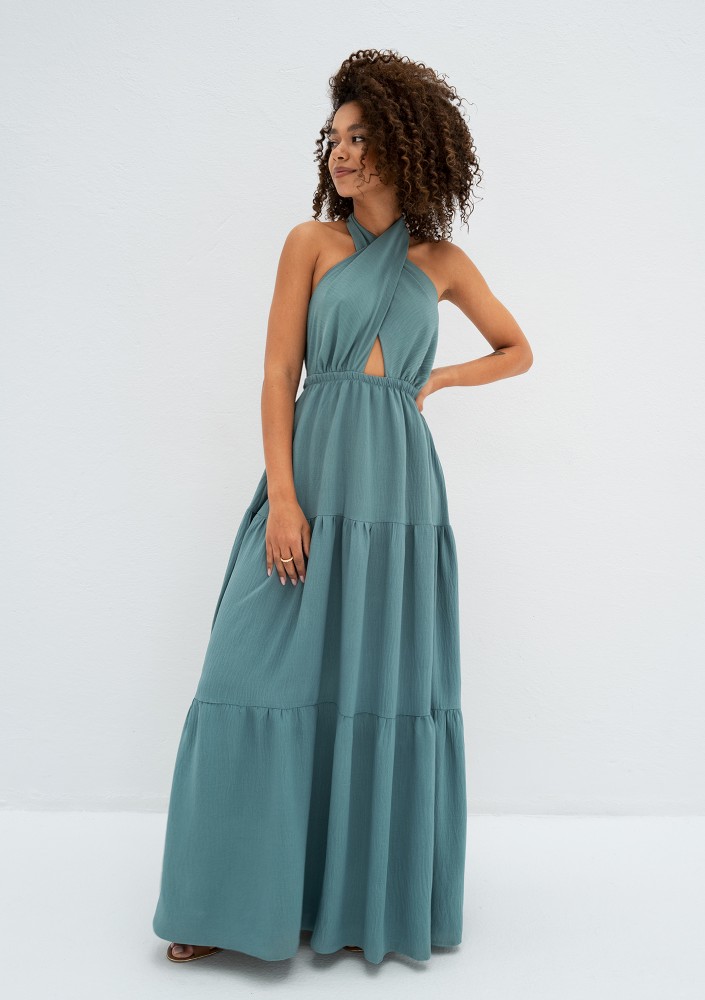 Shayen - Letnia sukienka maxi boho Miętowa