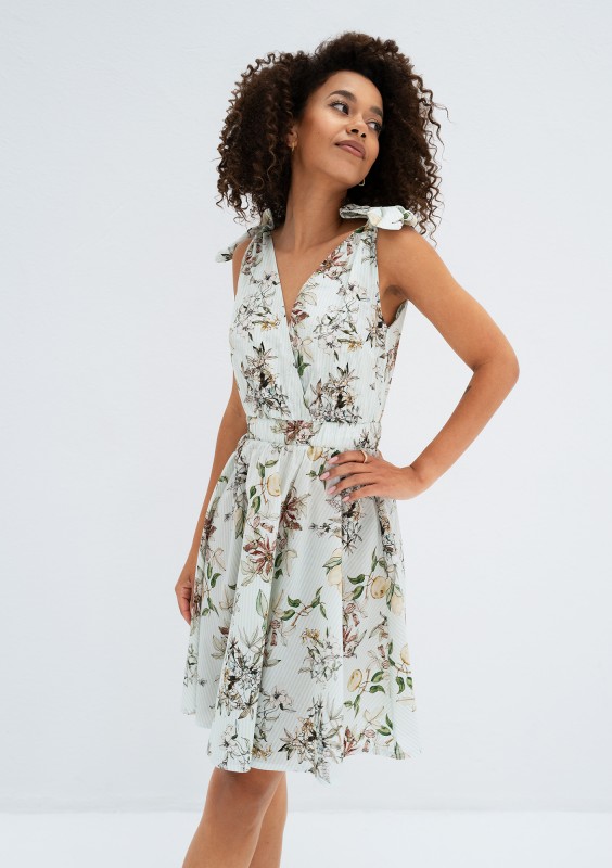 Alva - Mint blue floral mini summer dress