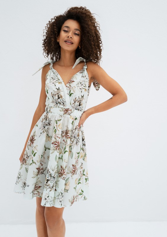 Alva - Mint blue floral mini summer dress