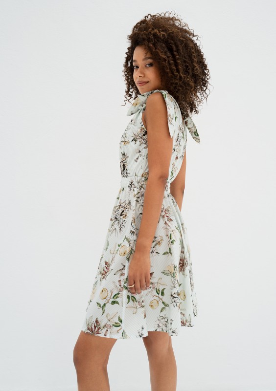 Alva - Mint blue floral mini summer dress
