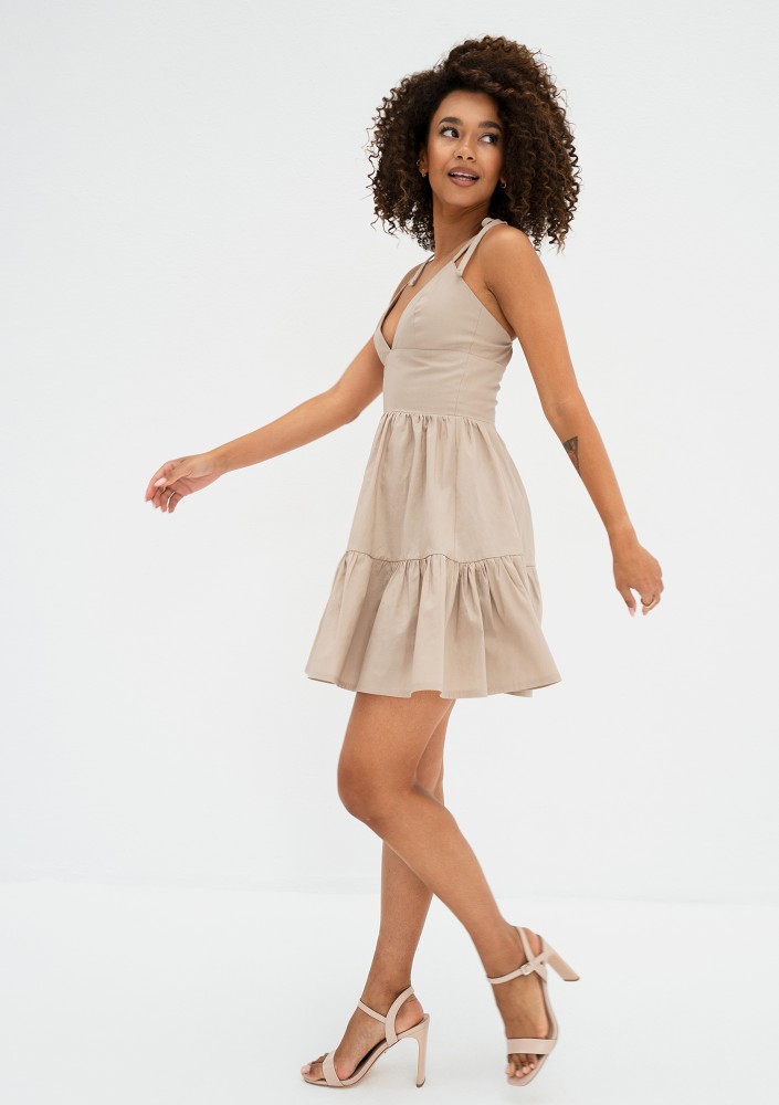 Alexa - Beige mini summer dress