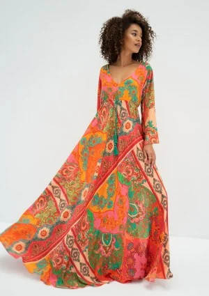 Aliyah - Letnia sukienka  maxi z wiskozy we wzór Boho