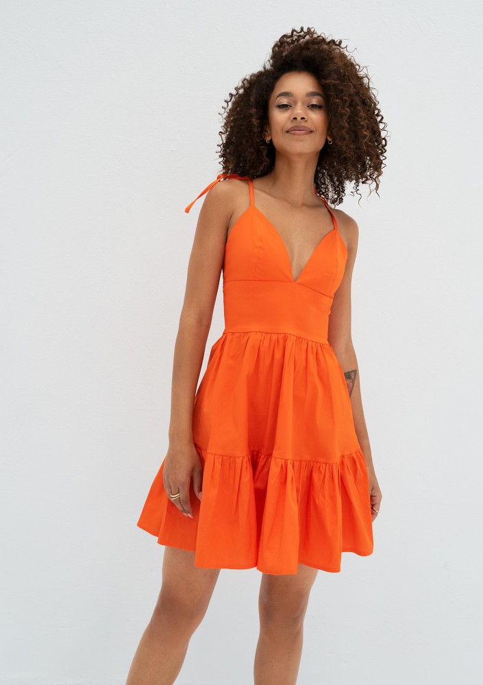 Alexa - Orange mini summer dress