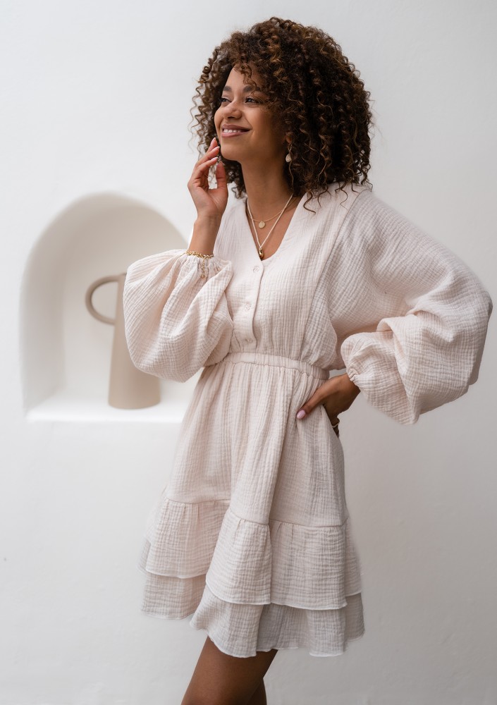 Milla - Creamy white muslin dress