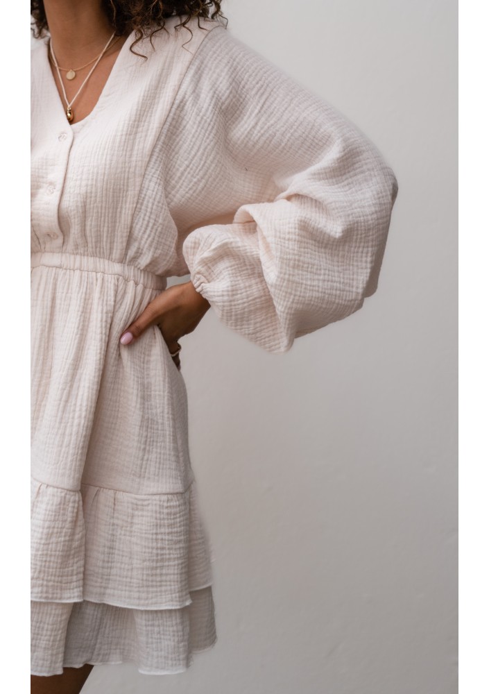 Milla - Creamy white muslin dress