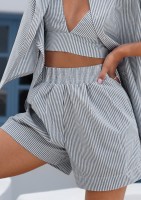Suri - Cotton striped blue shorts