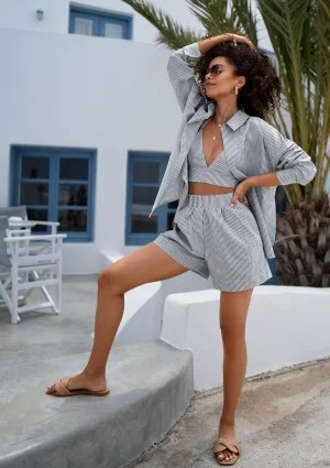 Suri - Striped cotton short top