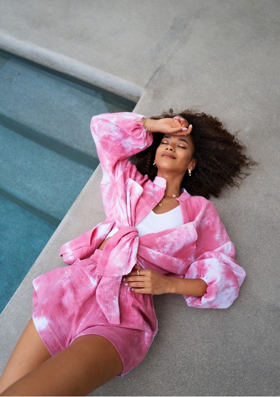 Palma - Pink tie dyed muslin shirt