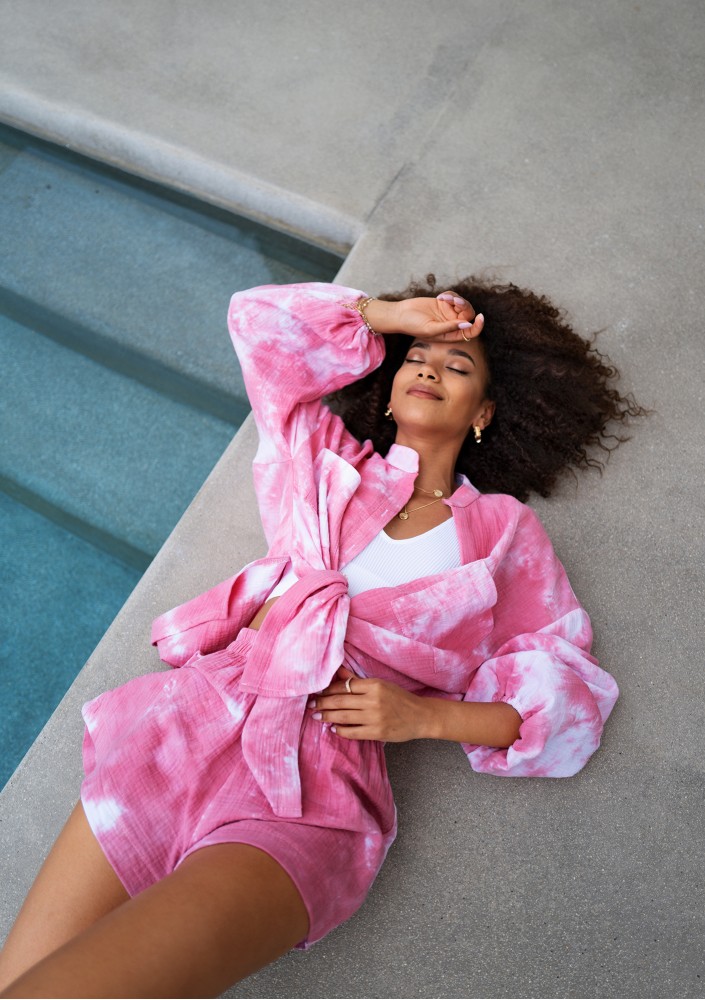 Palma - Pink tie dyed muslin shirt