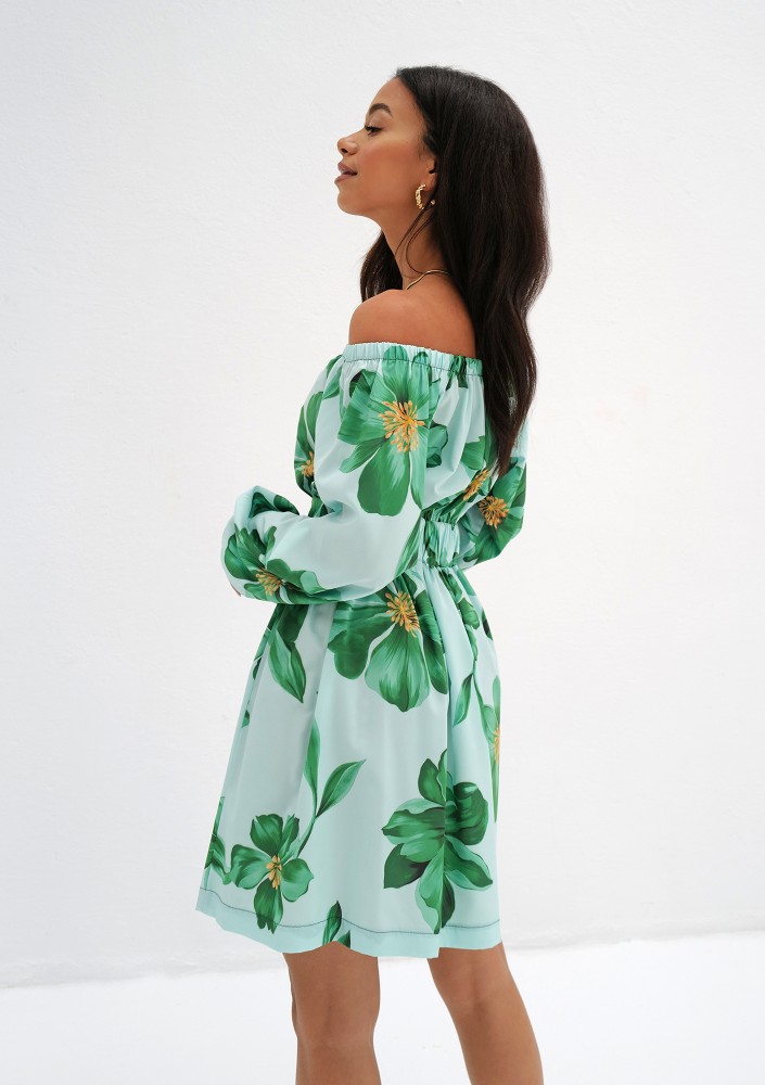 Nancy - Minty floral mini dress