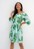 Nancy - Sukienka w zielone kwiaty Miętowa