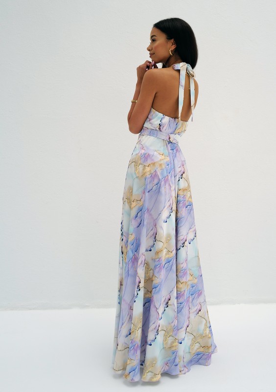 Callina - Lila marble printed maxi dress