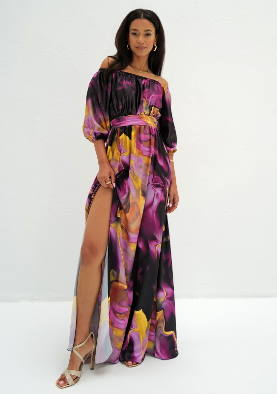 Cayli - Maxi violet printed dress