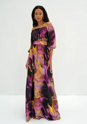 Cayli - Maxi violet printed dress