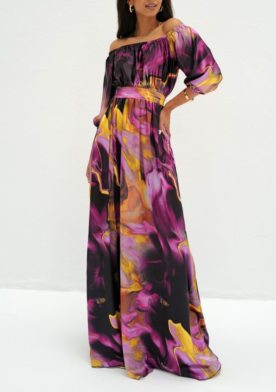 Cayli - Maxi violet printed dress