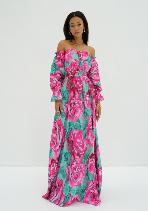 Zuvia - Green floral maxi dress