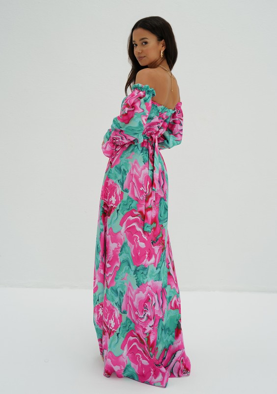 Zuvia - Green floral maxi dress