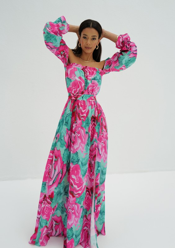 Zuvia - Green floral maxi dress