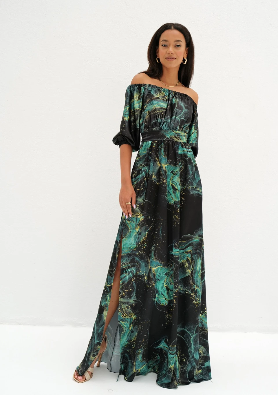 green emerald velvet dress ADELIA smocked dress in Leaf Green  Elegantees