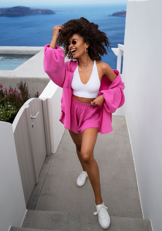 Palma - Pink muslin shorts